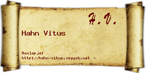 Hahn Vitus névjegykártya
